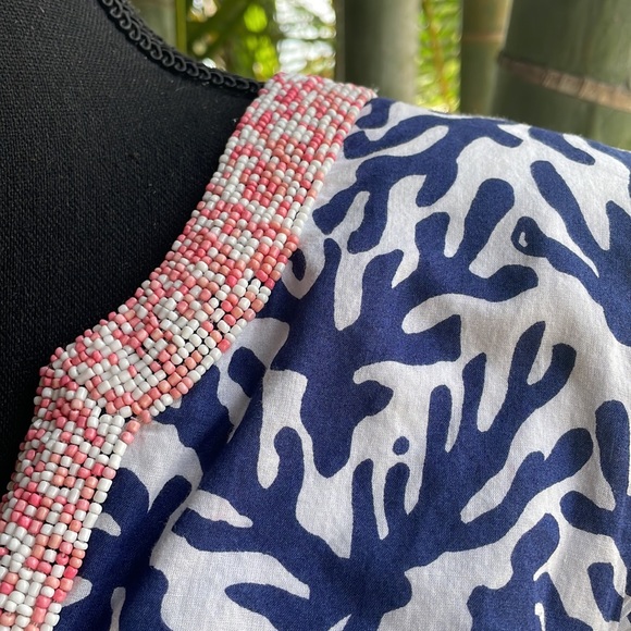 Lilly Pulitzer Courtney Beaded Navy Treasure Print Tunic Dress size XS women’s - Picture 2 of 11